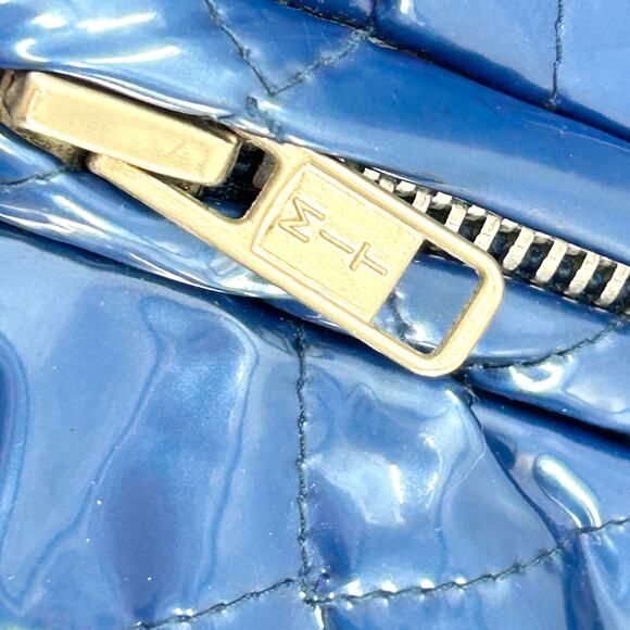 Vintage 90s Wippette by Kenn Sporn Blue Quilted Vinyl Zip Front Jacket - Picture 4 of 7